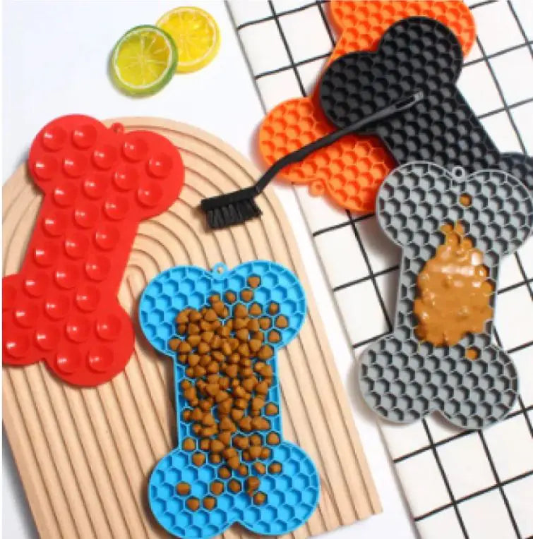 Interactive Dog Toy – Bone Silicone Licking Slow Food Mat