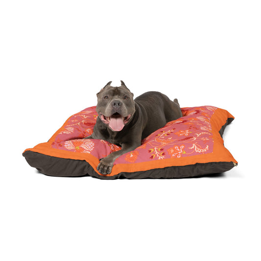 Dog Bed - Pink and Orange Floral Pet Bed