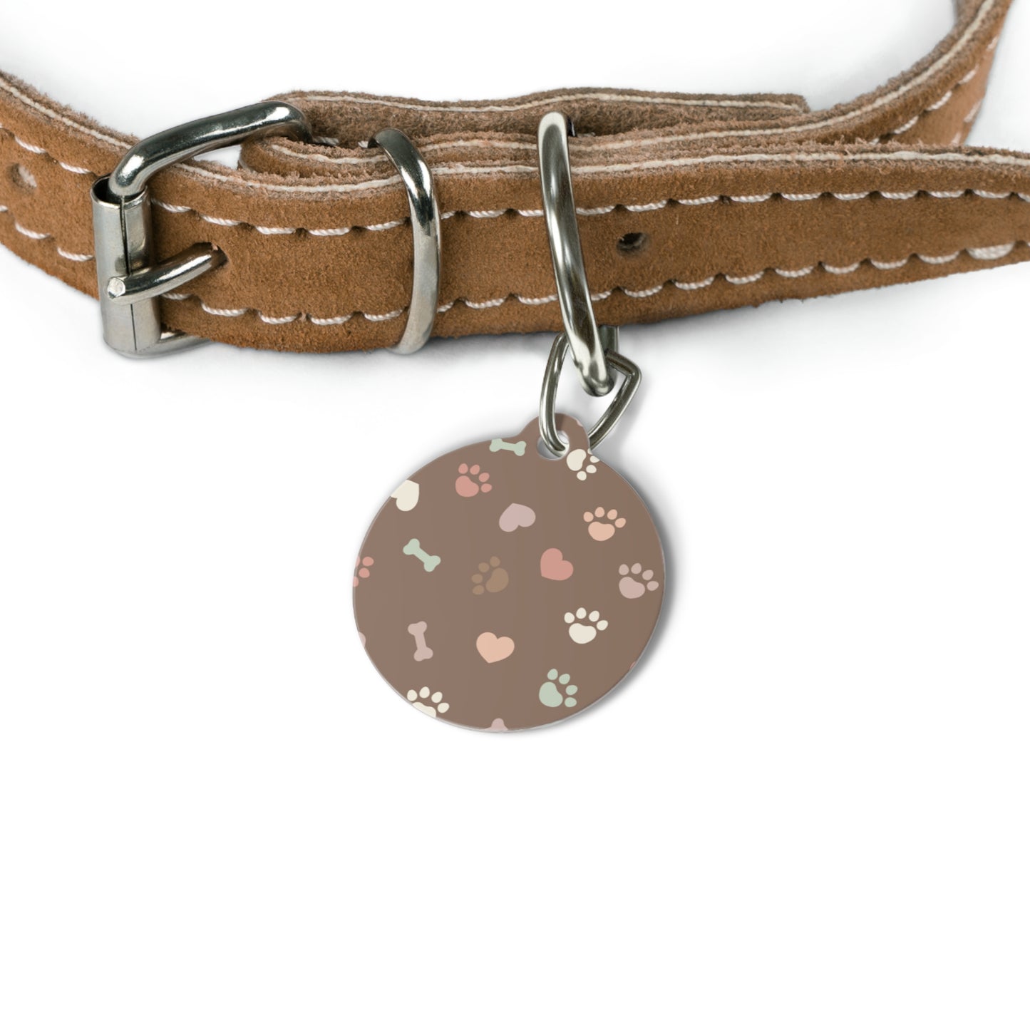 Pet Tag with Bones, Hearts, and Paw Prints