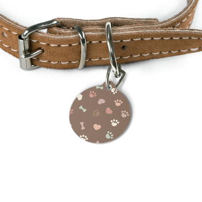Pet Tag with Bones, Hearts, and Paw Prints
