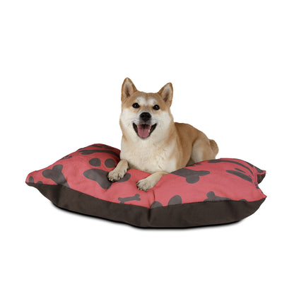 Dog Pillow Bed- Bones and Paws with Pink Background