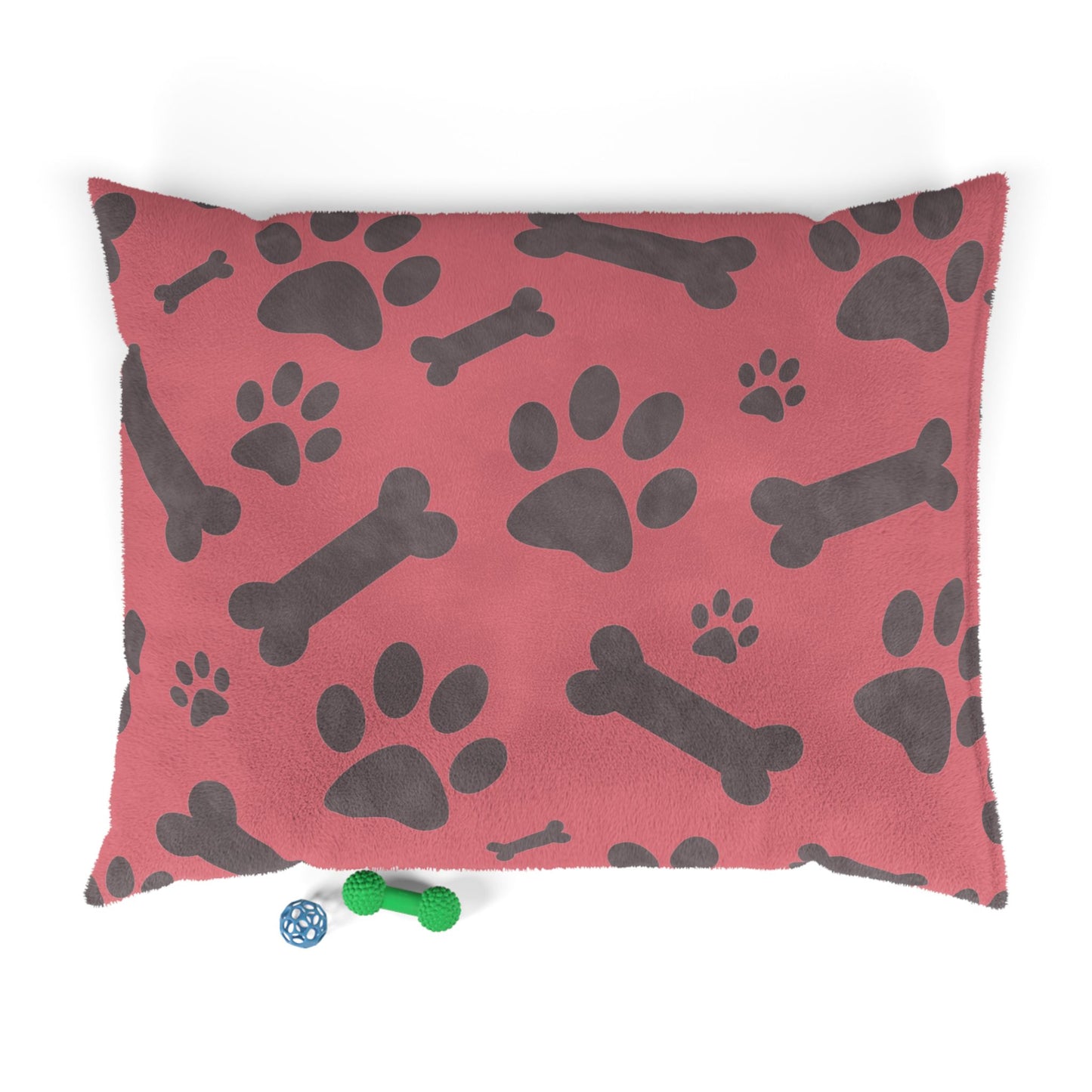Dog Pillow Bed- Bones and Paws with Pink Background