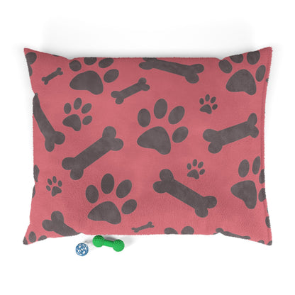 Dog Pillow Bed- Bones and Paws with Pink Background