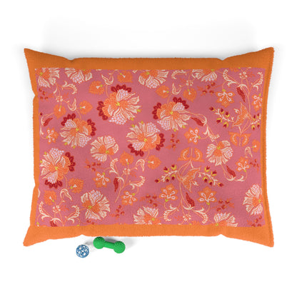 Dog Bed - Pink and Orange Floral Pet Bed