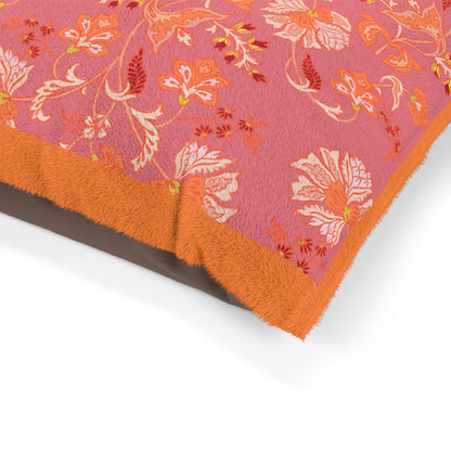 Dog Bed - Pink and Orange Floral Pet Bed