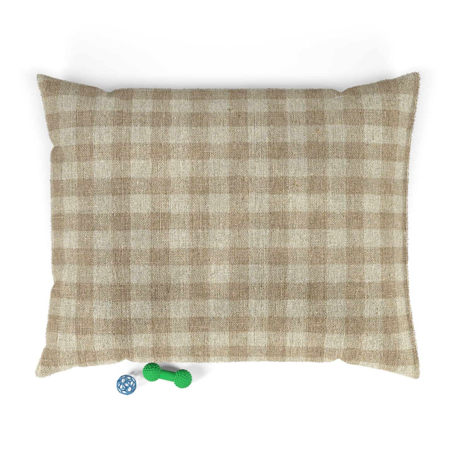 Dog Bed Pillow - Beige and White Soft Plaid Pattern