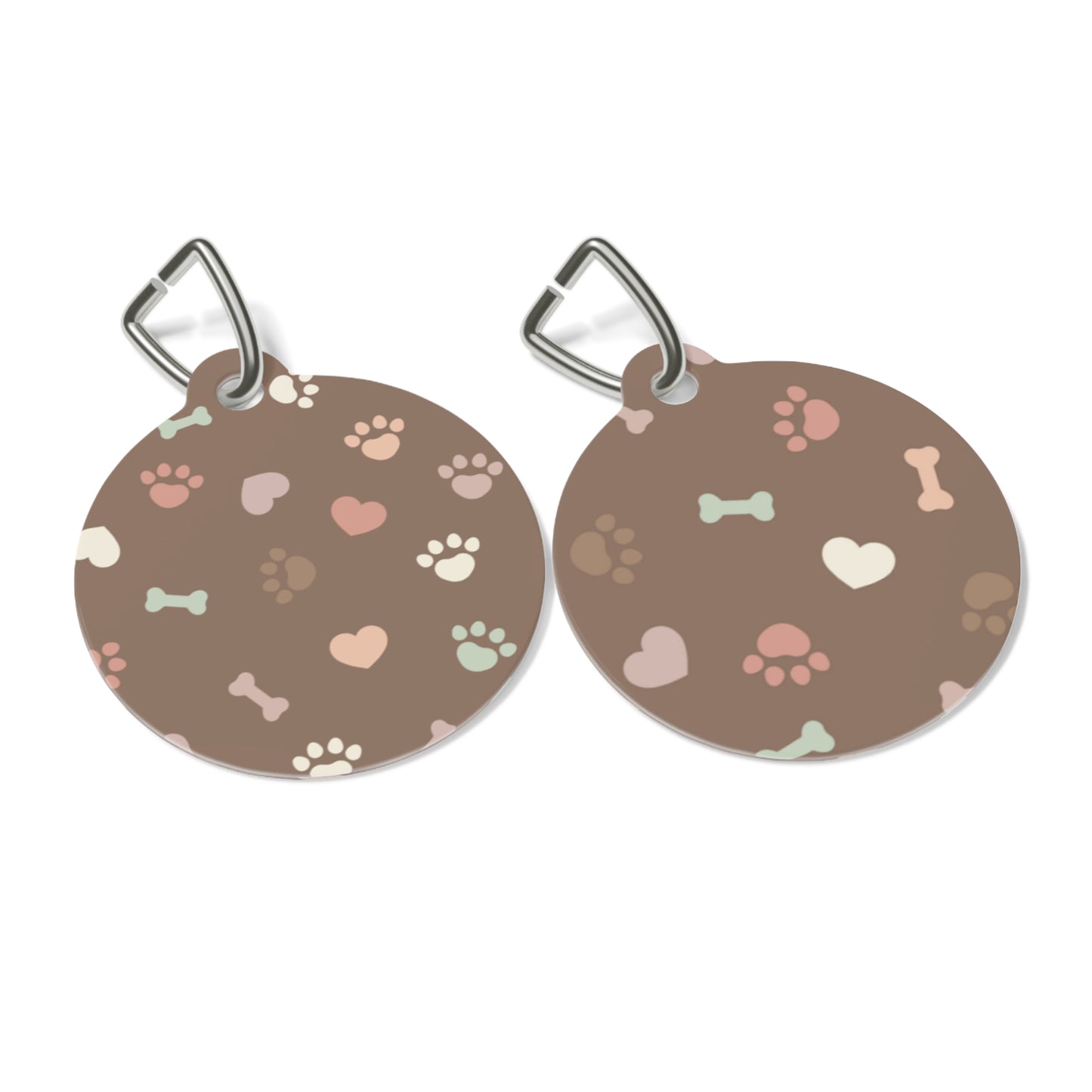 Pet Tag with Bones, Hearts, and Paw Prints