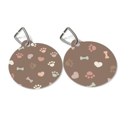 Pet Tag with Bones, Hearts, and Paw Prints
