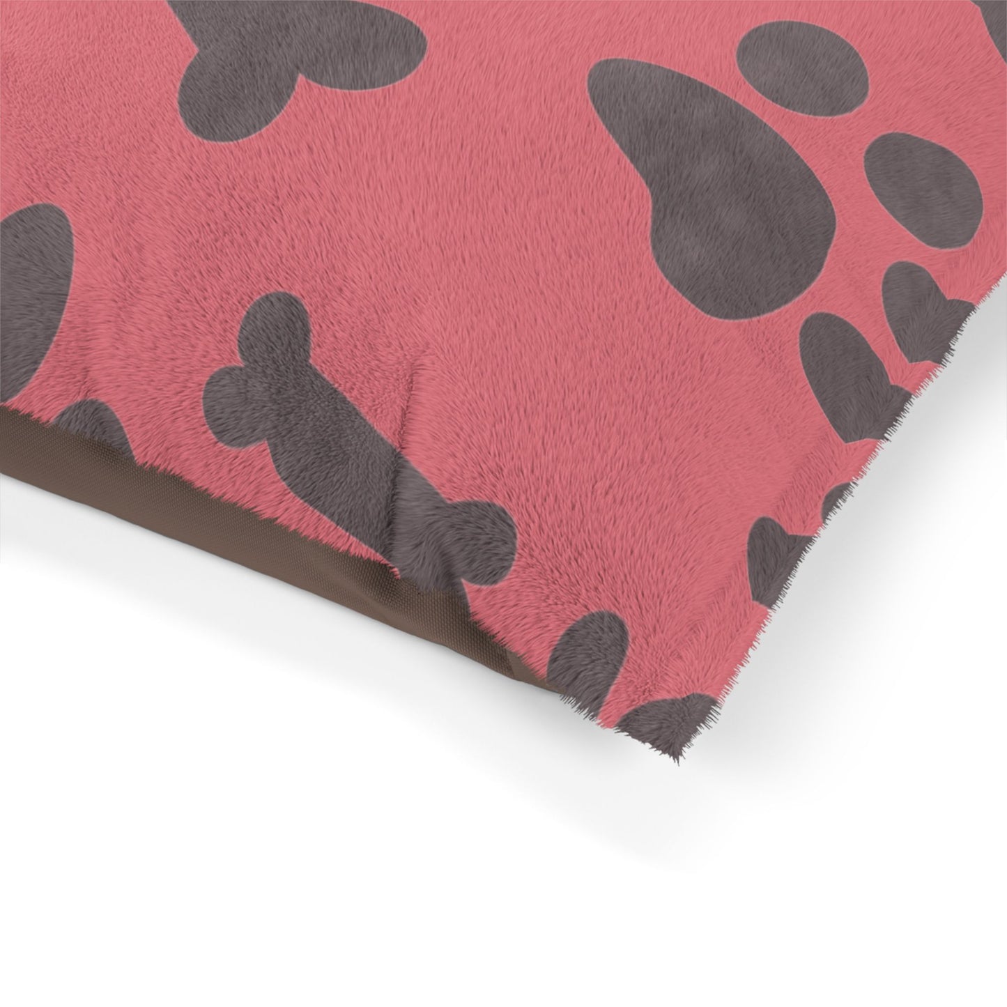 Dog Pillow Bed- Bones and Paws with Pink Background