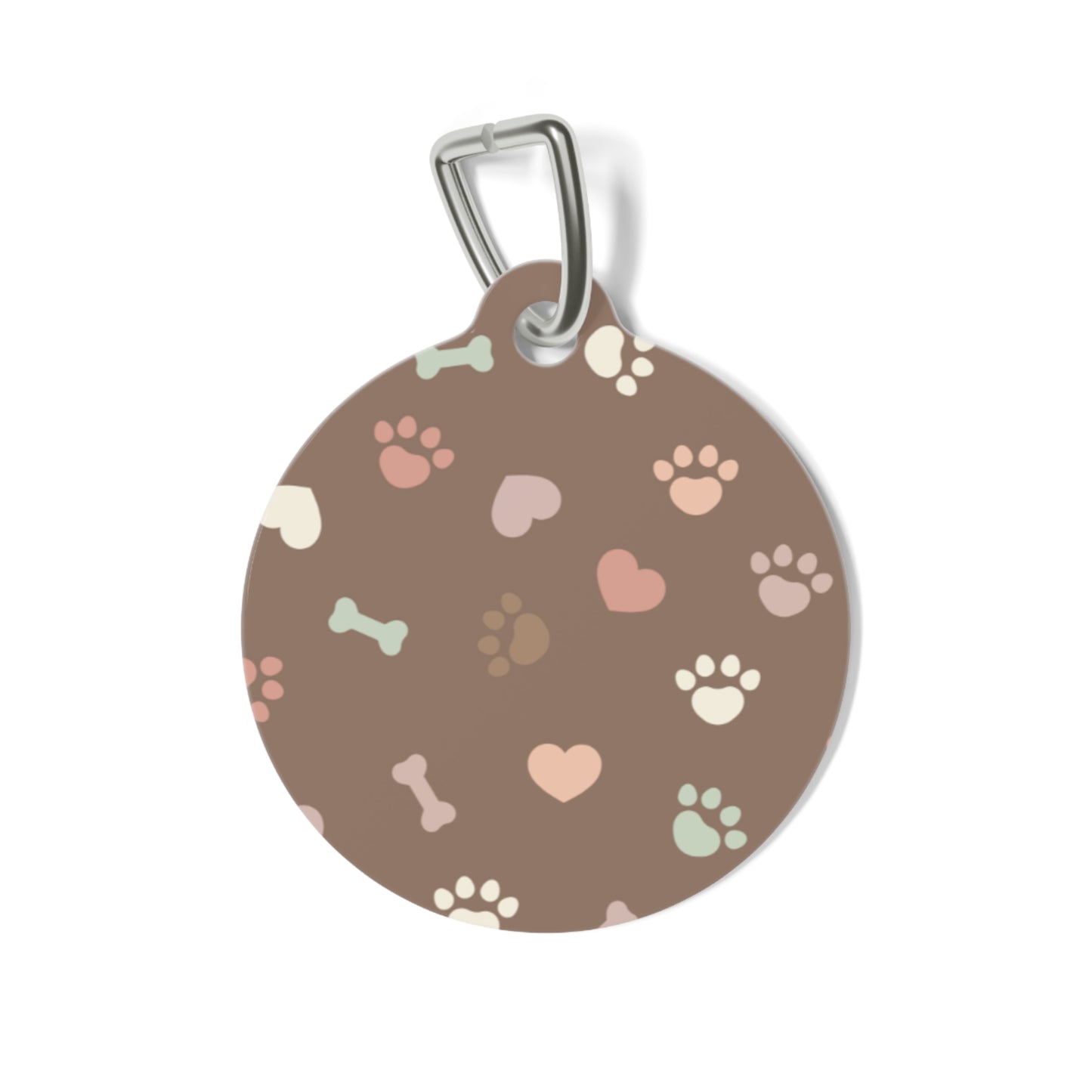 Pet Tag with Bones, Hearts, and Paw Prints