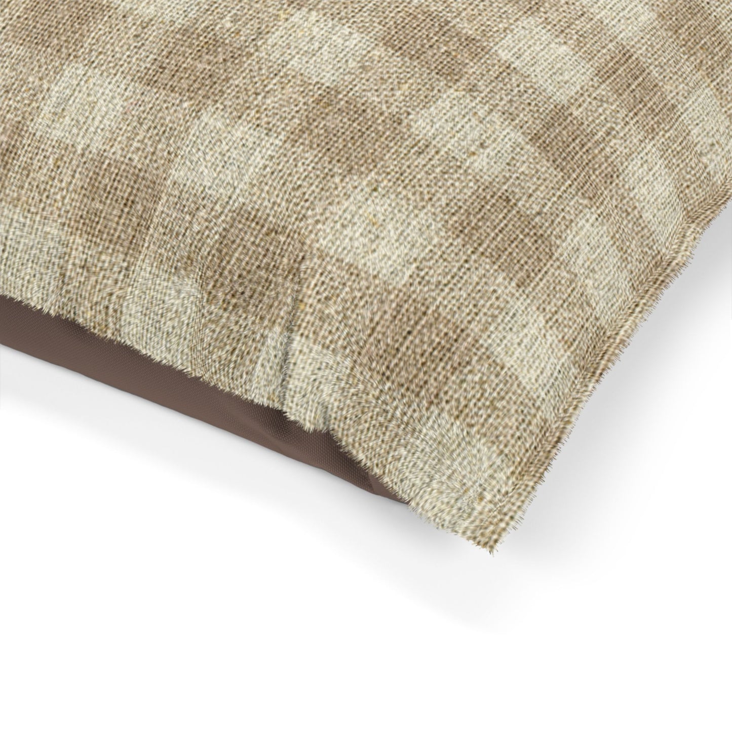 Dog Bed Pillow - Beige and White Soft Plaid Pattern