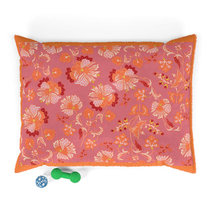 Dog Bed - Pink and Orange Floral Pet Bed