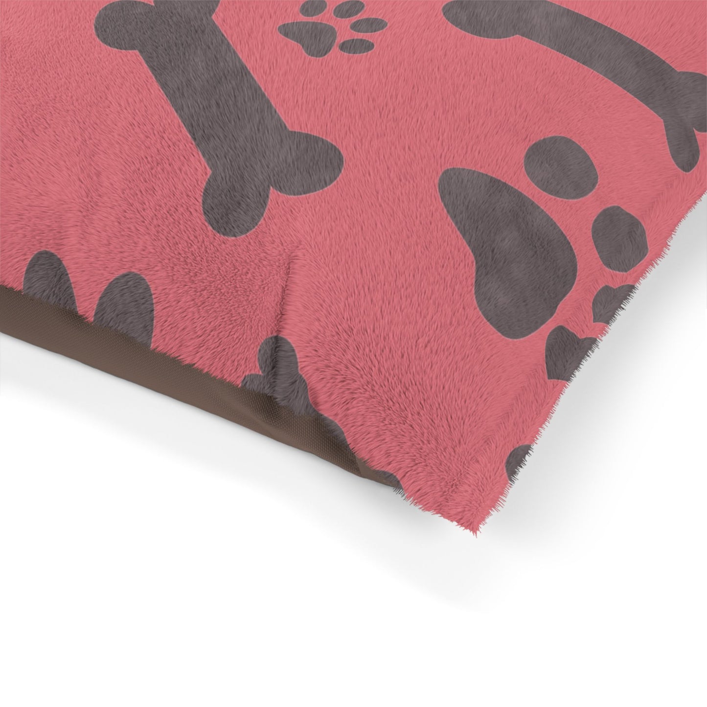 Dog Pillow Bed- Bones and Paws with Pink Background