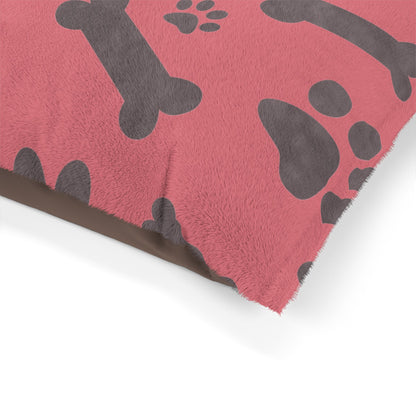 Dog Pillow Bed- Bones and Paws with Pink Background