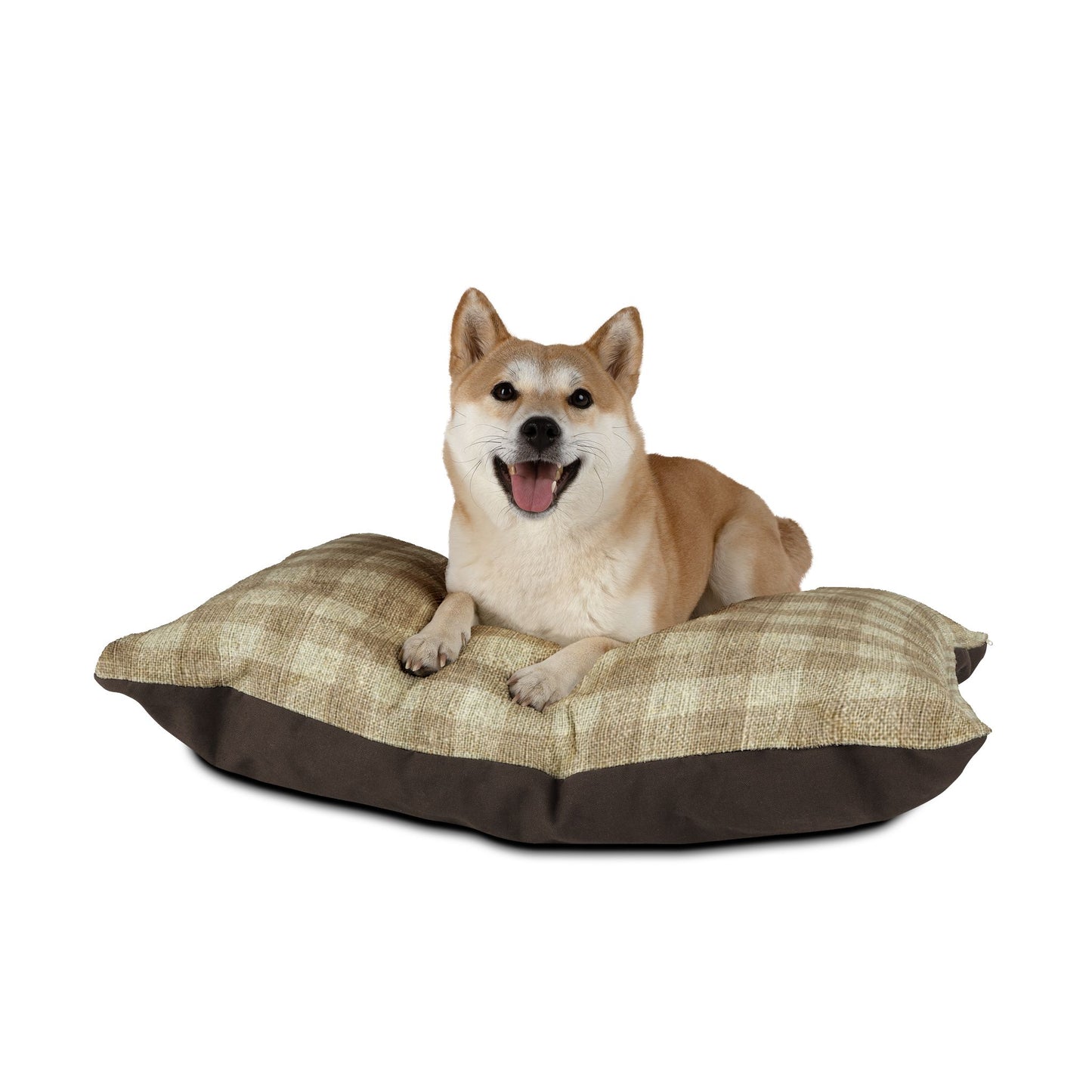 Dog Bed Pillow - Beige and White Soft Plaid Pattern