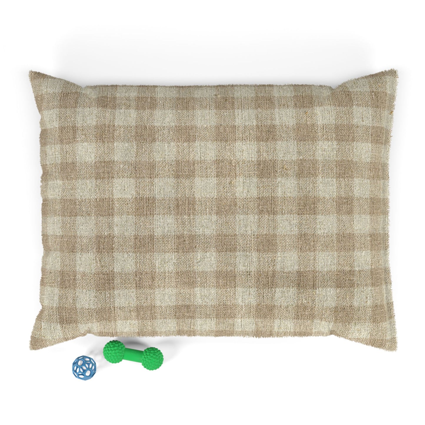 Dog Bed Pillow - Beige and White Soft Plaid Pattern